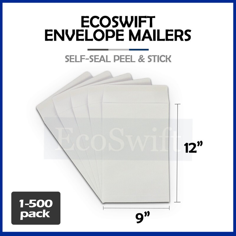 1-500 “EcoSwift” White Self-Seal Catalog Kraft Paper Envelope 28 lb. 9″ x 12″