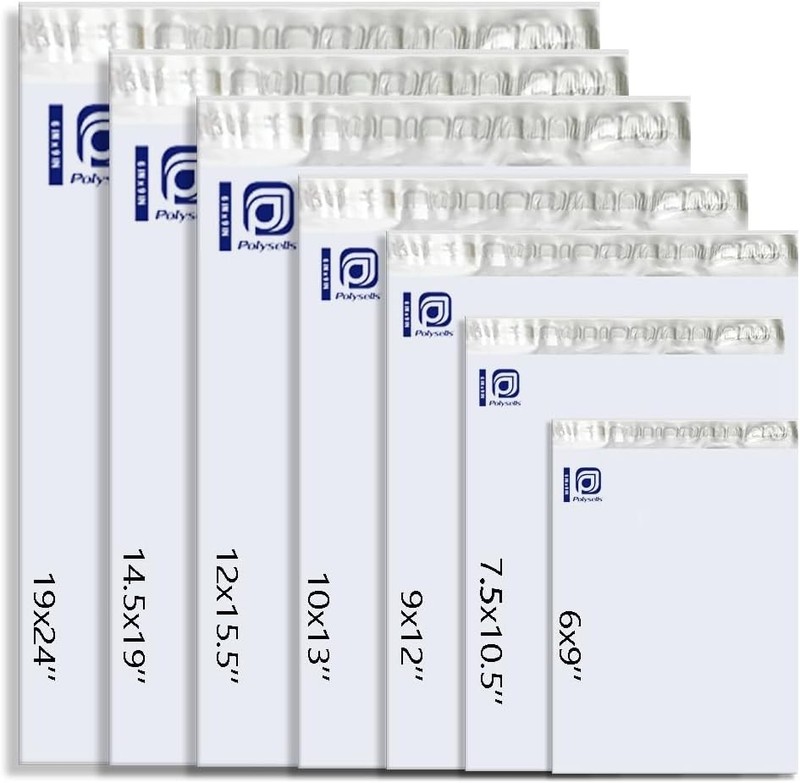100 pcs 10x13 Inches White x Silver Poly Mailers Shipping Envelopes, Strong A... gallery