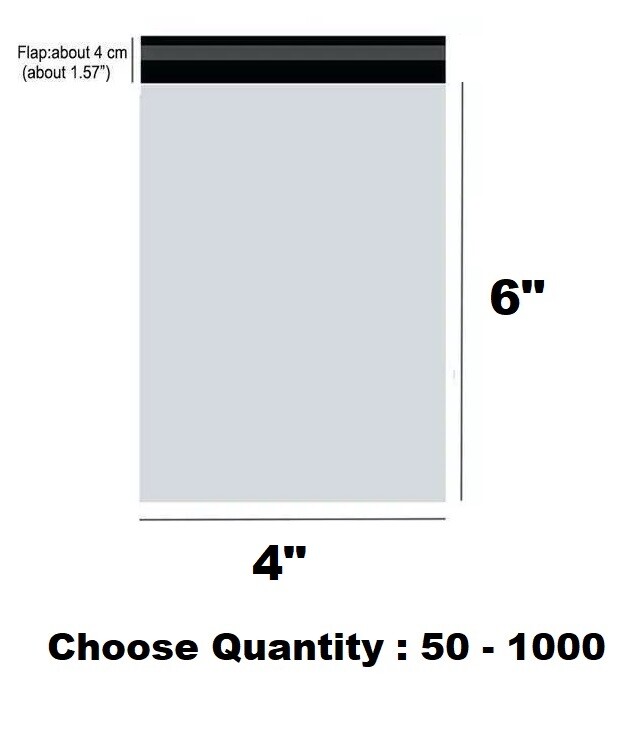 Poly Mailers 4″x6″ Mailing Envelopes Self Seal Adhesive Waterproof & Tear Proof