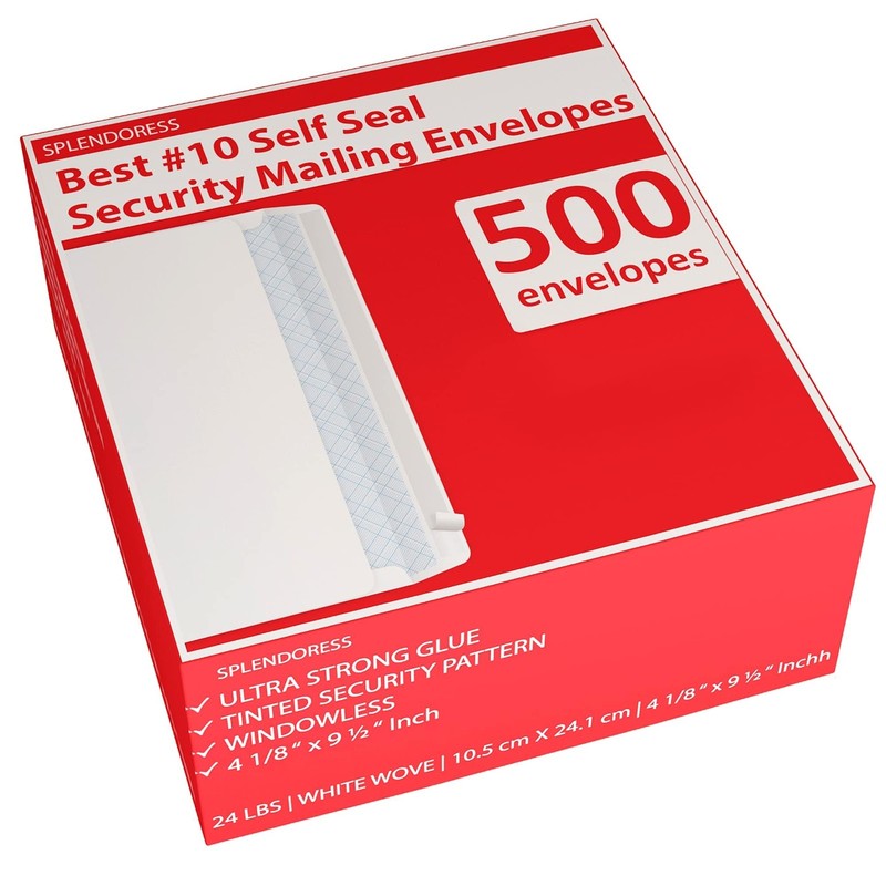 #10 Security Envelopes Self Seal White Business Mailing 500 Pack