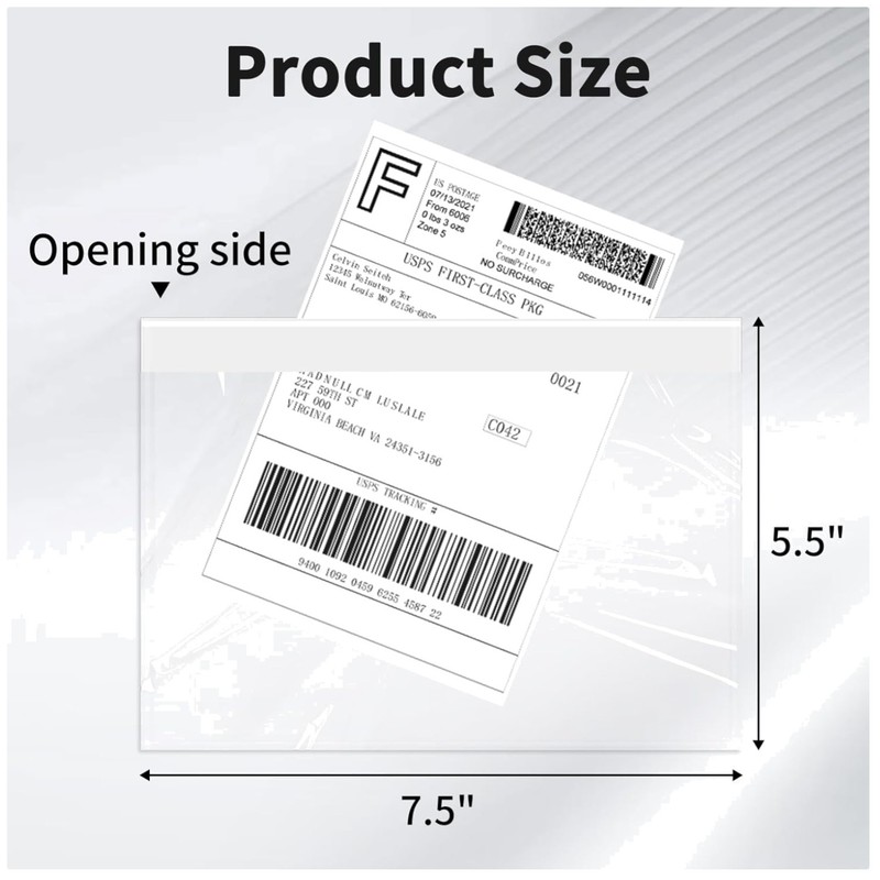 Top Loading Shipping Label Sleeves 7.5″ x 5.5″ 200 Pack
