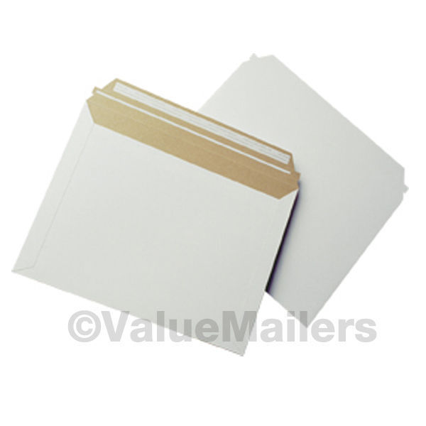150 – 12.5″ x 9.5″ Self Seal White Photo Stay Flat Cardboard Envelope Mailers