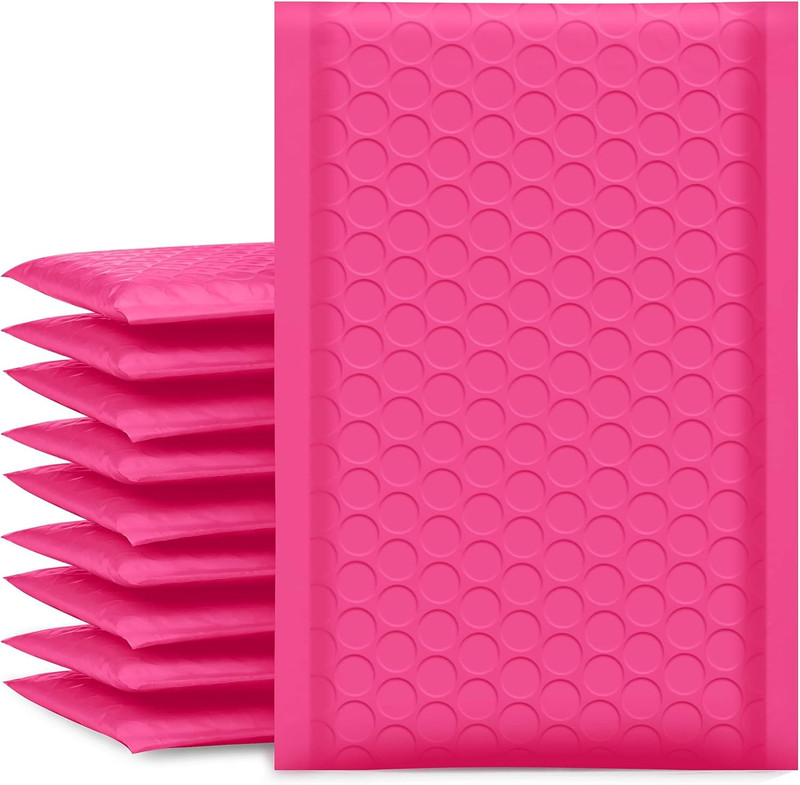 Bubble Mailers 4X8 Inch Hot Pink 50 Pack Usable Size 4X7 Poly Padded Envelopes S