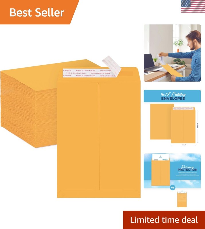 Manila Envelopes Self Seal 9 x12 100pack, Yelllow Manilla envelopes 9×12 for …