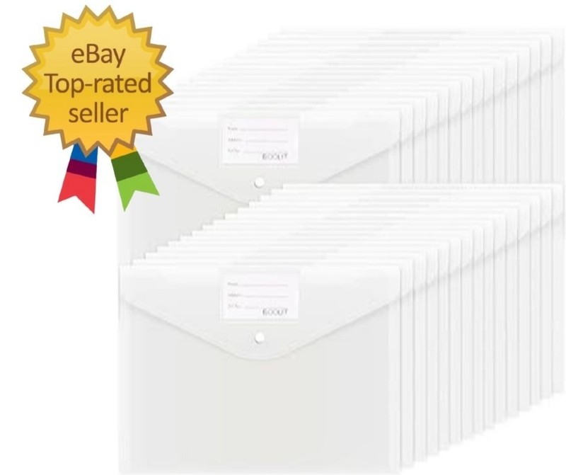 30pcs Plastic Envelopes, Clear Envelopes with Snap Closure, Document Folders …