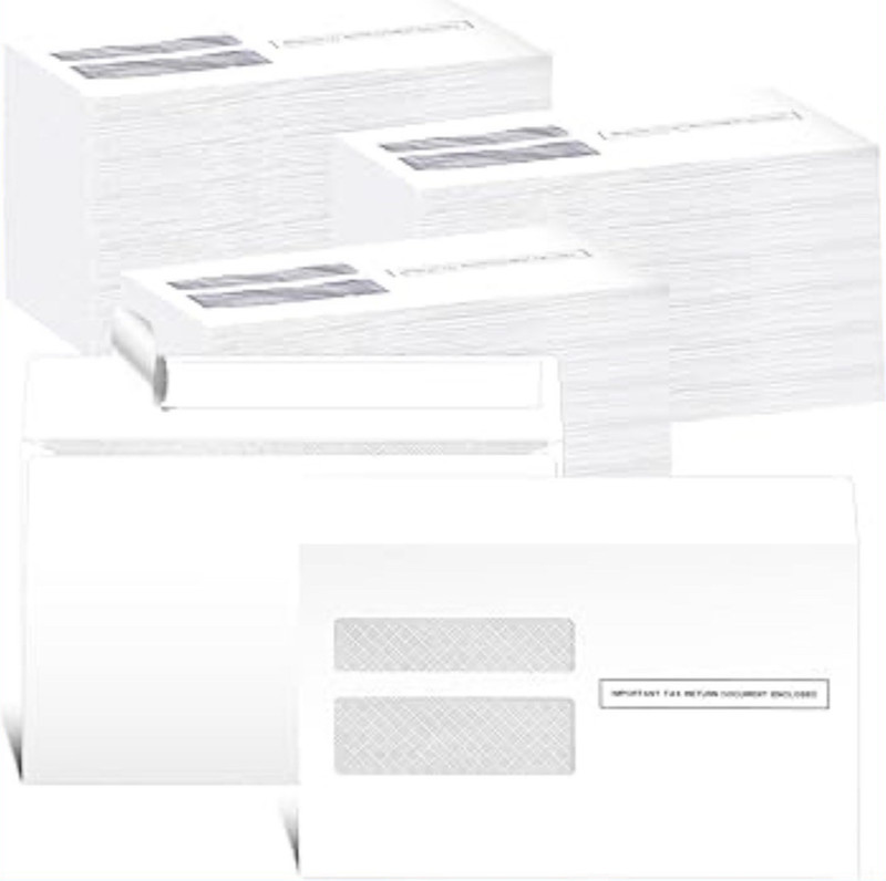 500pk W-2 Envelopes 4-Up Tax Forms Self-Seal 9-1/4 x 5-5/8 Mailing Forms