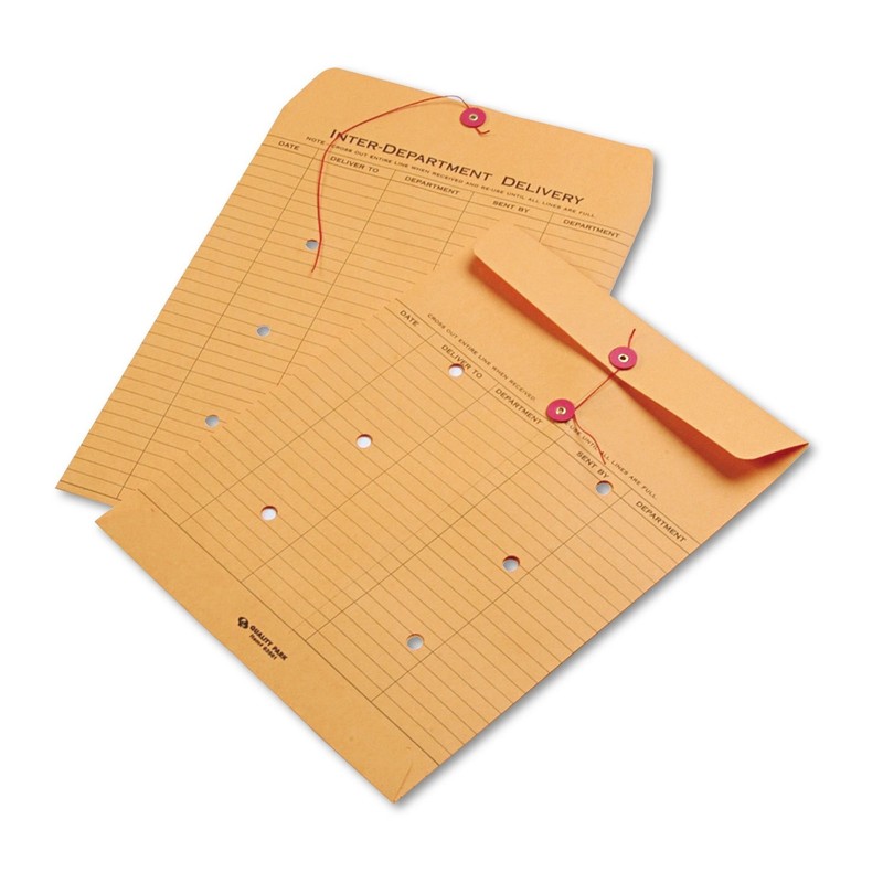 Interoffice Envelopes 10×13, 100 Pack, Brown Kraft with String & Button Closure