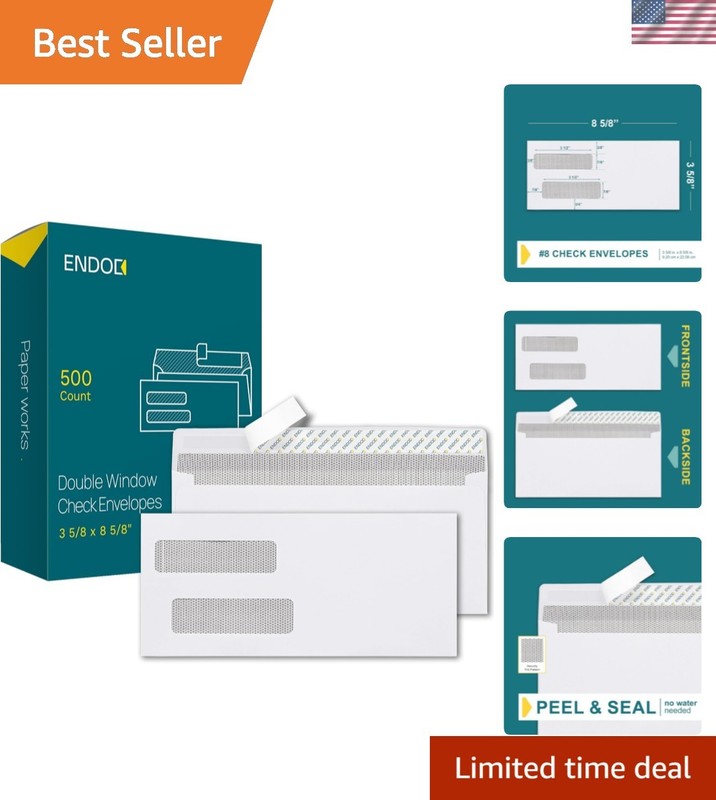 Professional Double Window Self-Seal Envelopes for Bulk Check Mailing – 500 Pack