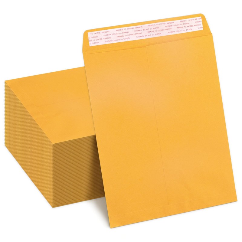 9×12 Manila Envelopes Self Seal 100 Pack, Goefun Yellow Brown 9×12,