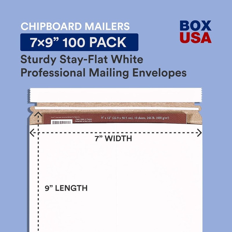 100 Pack StayFlat Self-Seal Mailer Envelopes 7” x 9” for Safe Document Shipping gallery