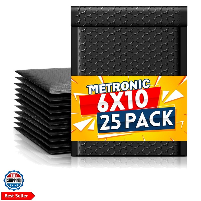 Bubble Mailers 6×10 Inch 25 Pack Usable Size 6×9″ Black Bubble Mailer Waterpr…