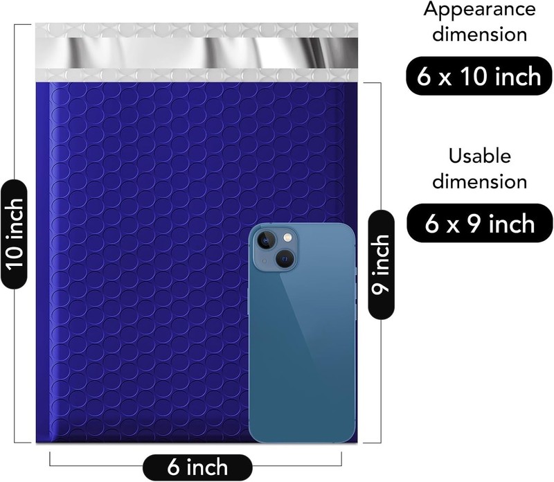 100 Pcs Royal Blue Bubble Mailers 6x10 gallery