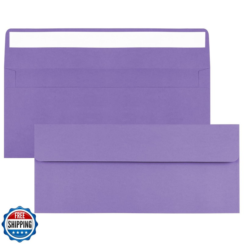 CINSOEN 100 Pack Dark Purple #10 Business Envelopes, Standard Envelopes Self