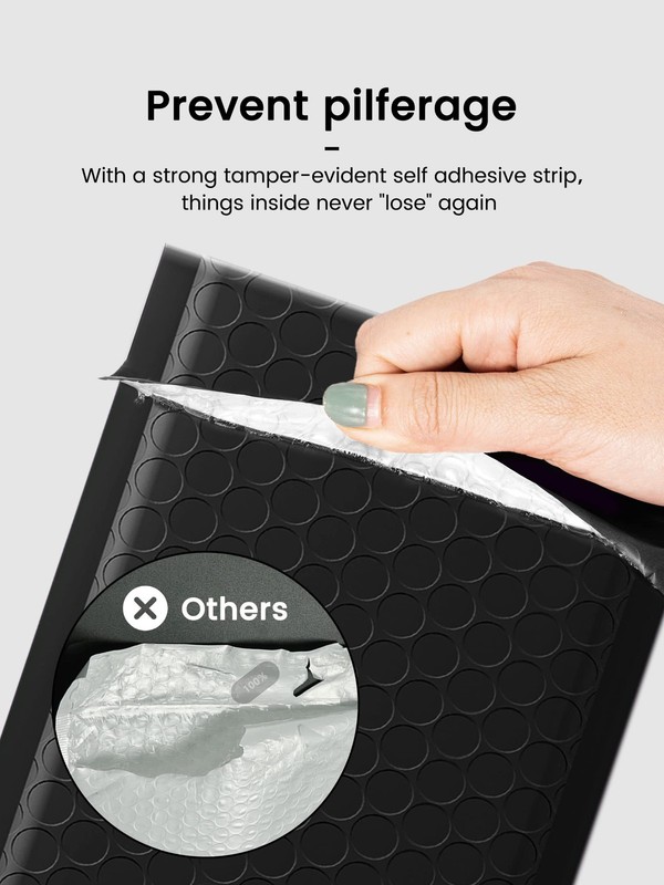 Black Bubble Mailers 4x8 Inches 50 Pack, Usable Size 4X7" Bubble Envelopes fo... gallery