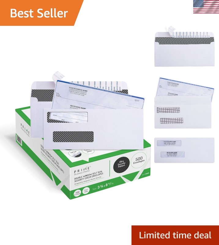 500 Self Seal Quickbooks Double Window Security Check Envelopes – for Business L