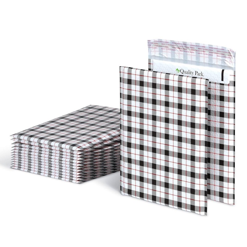 Quality Park Bubble Mailers, 8.25″ x 11″, Shipping Envelopes, Water Plaid