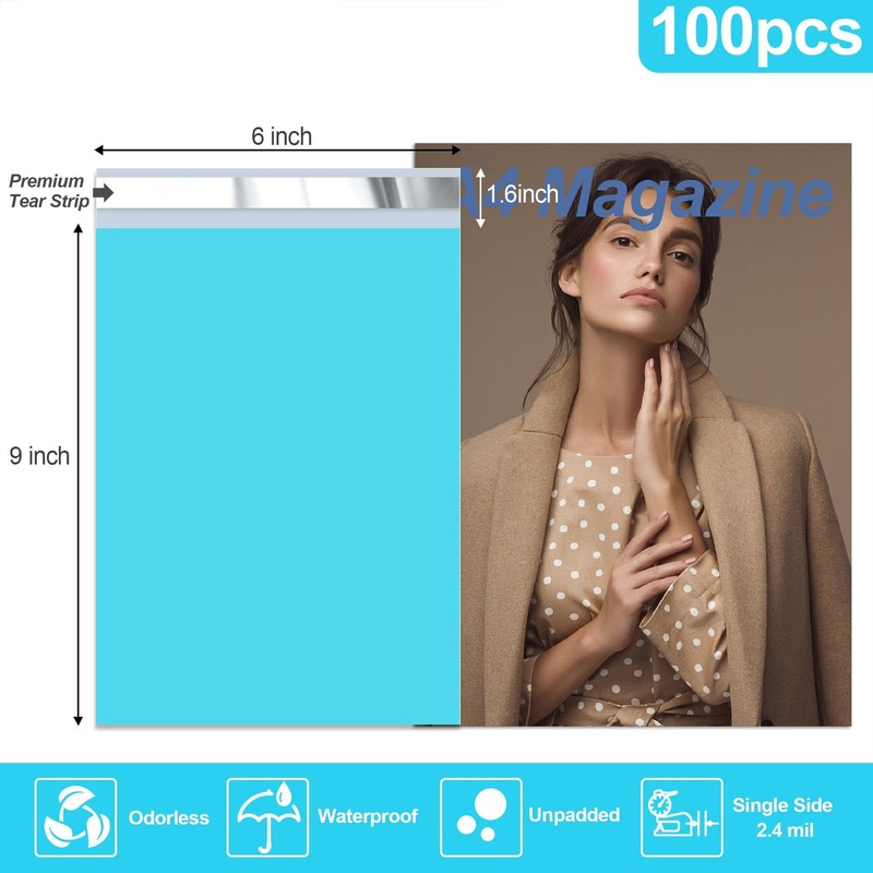 Poly Mailers 6x9 Inch 100 Pcs, Strong Adhesive Bags for Clothing, Durable Thi... gallery