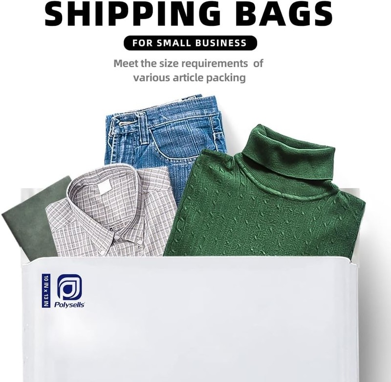 100 pcs 10x13 Inches White x Silver Poly Mailers Shipping Envelopes, Strong A... gallery
