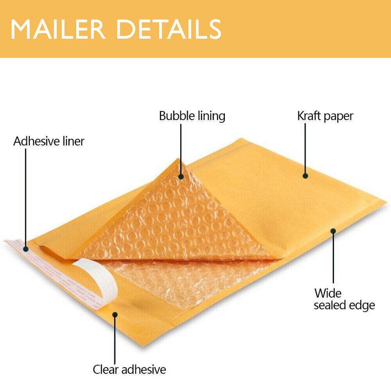 5-25/50/100/250/500/1000 Pack Kraft Bubble Mailers Padded Envelope gallery