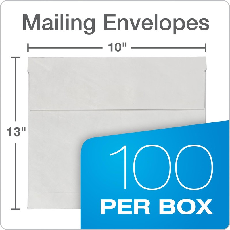 Quality Park Tyvek Envelopes 100 Pack Large 10 X 13 Mailers 2 Inch Expansion gallery