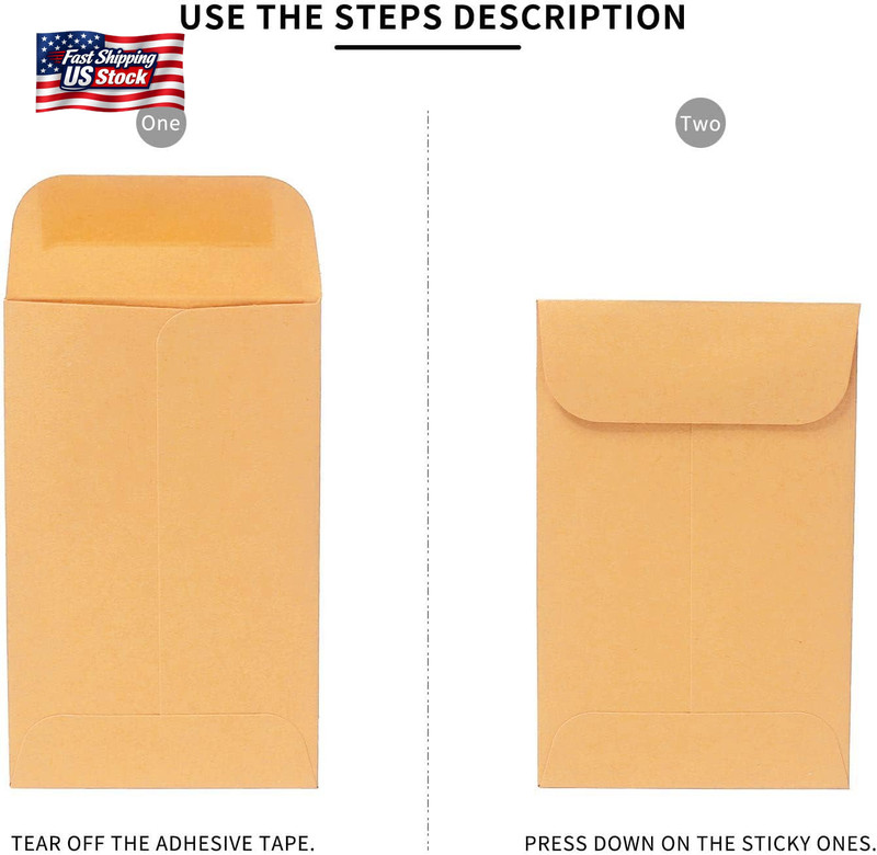 Xxcxpark 200PCS #7 Coin Envelopes 3.5X6.5 Inches Brown Kraft Envelopes Classic S gallery
