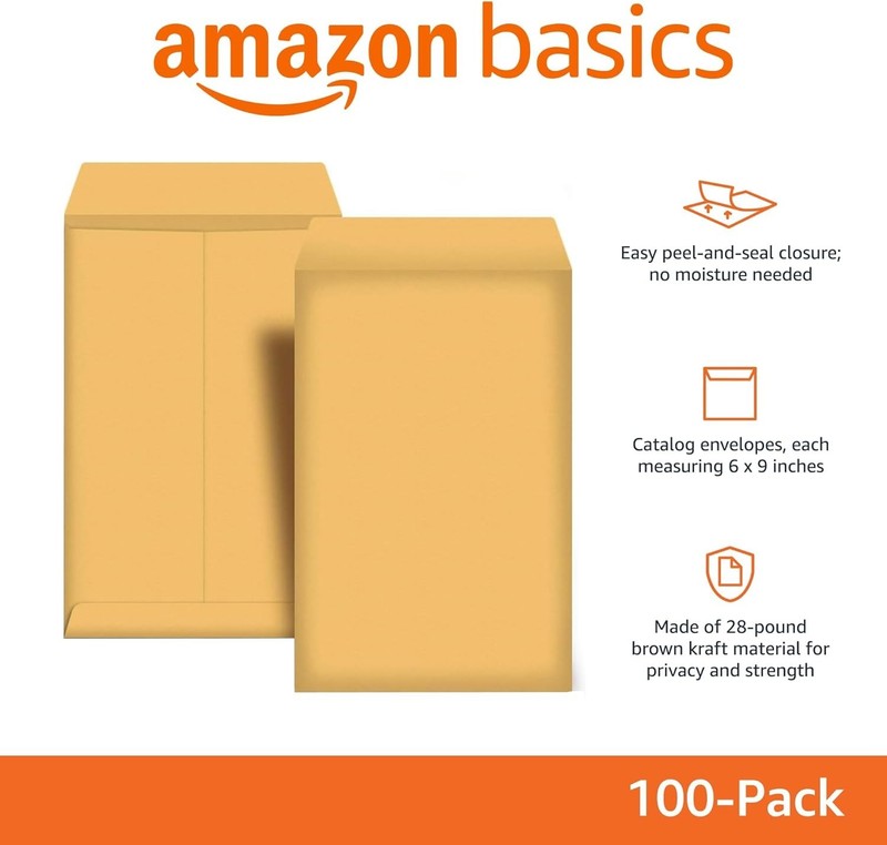 Self Seal Envelopes 6x9 Brown Kraft Pack of 100 gallery