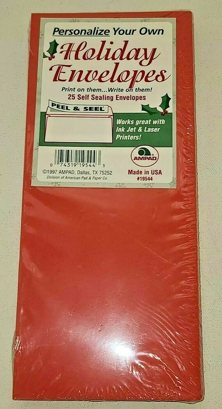 Personalize Your Own Holiday Envelopes 25 Self Sealing Red Christmas Ampad 19544