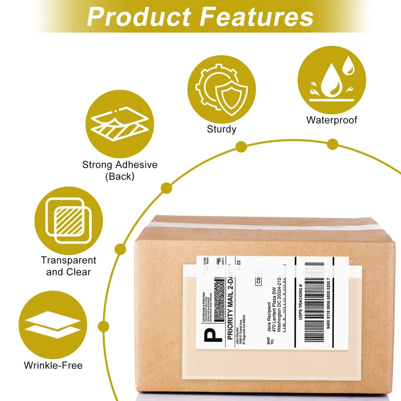 AZUREAL 60PCS Shipping Label Sleeves, 6.7" x 9.8" Packing Slip Pouches, Packi... gallery