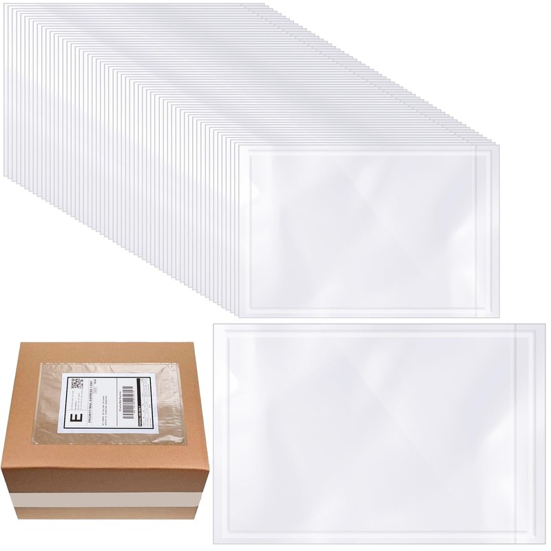 200 Pcs 9.5 x 12 in Clear Packing Slip Pouches Shipping Label Sleeves Adhesiv…