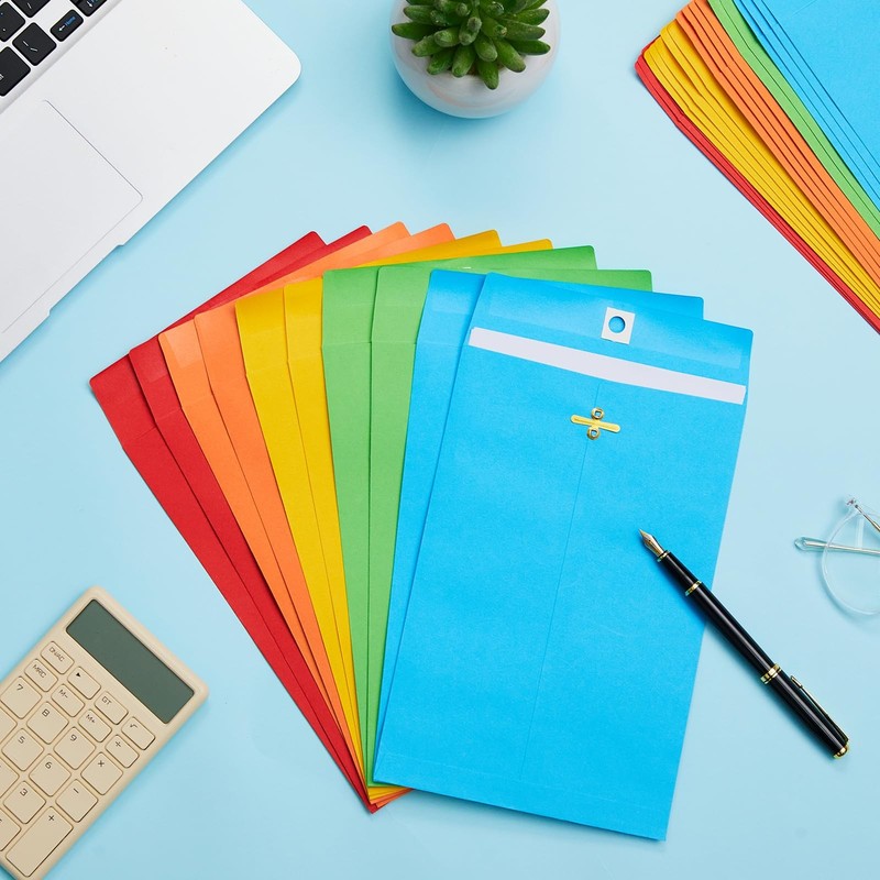 Geyee 100 Pcs Clasp Manilla Envelopes 6 x 9 Inch 6 x 9 Inch, Multicolor gallery