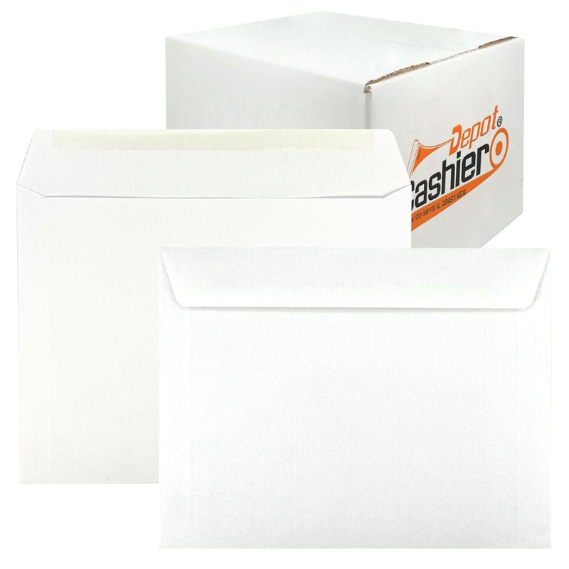 100 Cashier Depot – 10″ x 13″ Booklet Envelopes, Heavy 28 lb White Wove Paper…
