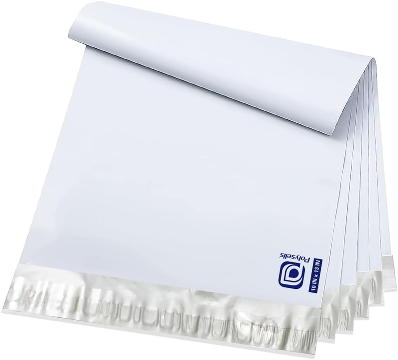 100 Pcs 10X13 Inches White X Silver Poly Mailers Shipping Envelopes, Strong Adhe