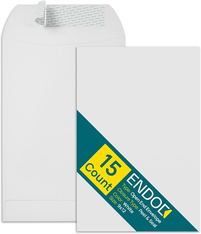 9x12 Envelopes Self Seal - 15 Pack - Open End White Mailing Envelopes for Cat... gallery