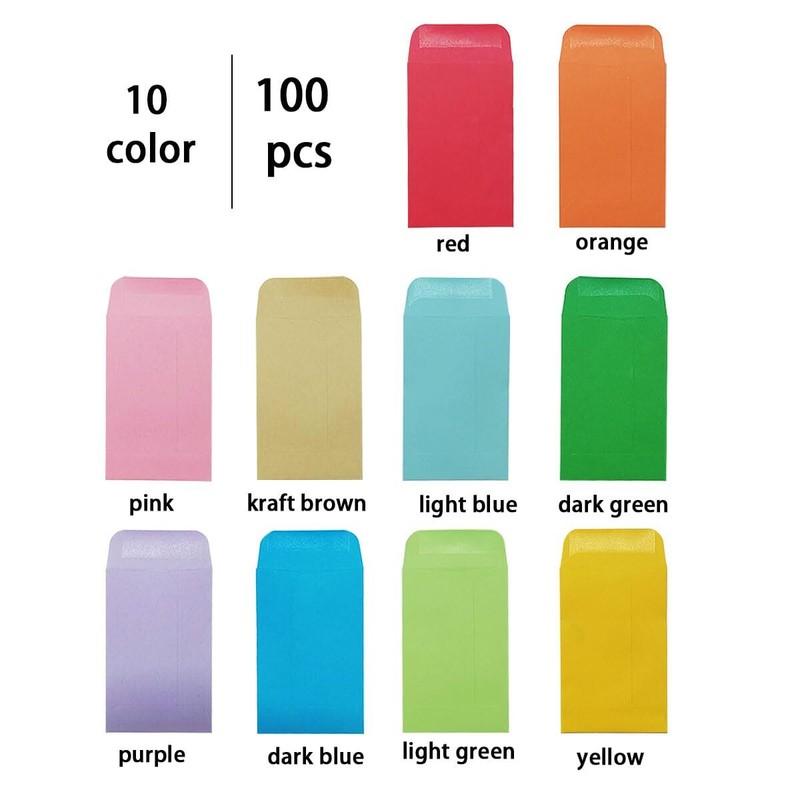100 Pack Colorful Coin Envelopes Small Seed Envelopes Mini Parts Storage Packets gallery