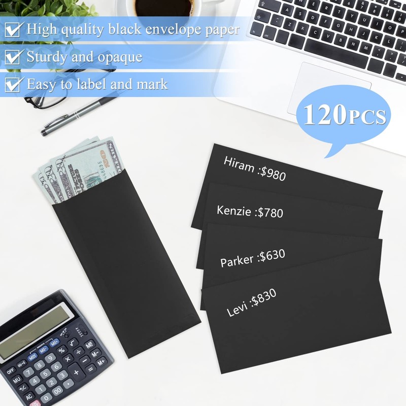 Cash Envelopes -120 Envelopes Money Saving Challenge, 3.2X6.6Inch Black Money gallery