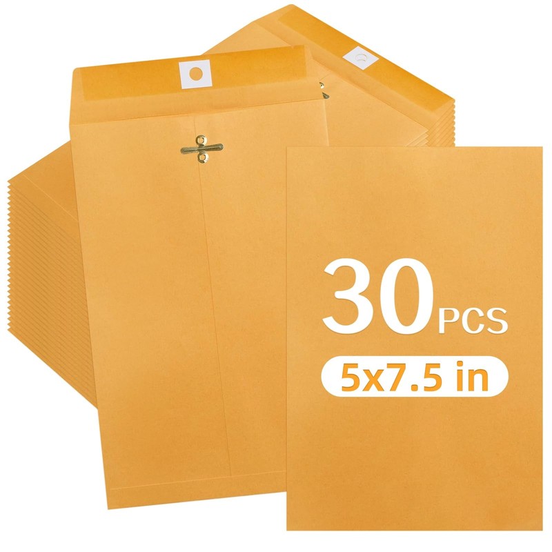 Bazyrock 30 Pcs 5 x 7.5Inch Manilla Envelopes,Kraft 5 x 7.5 inches, Brown