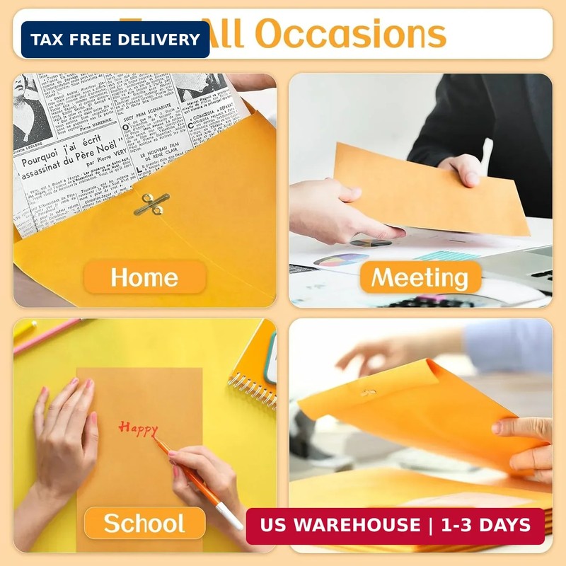30 Pcs 6 x 9Inch Manilla Envelopes,Kraft Envelopes with Clasp Closure and Gummed gallery