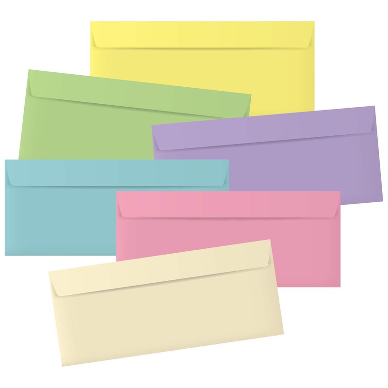 #10 Colored Envelopes – 120 Pack Pastel Color Business Envelopes, Square Flip…