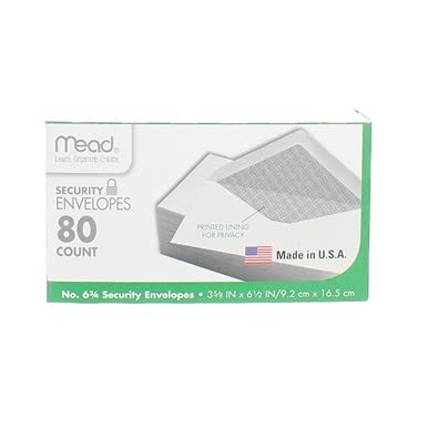 Mead #6-3/4 Envelopes, 3-5/8" x 6-1/2", Security Printed Lining for Privacy, ... gallery