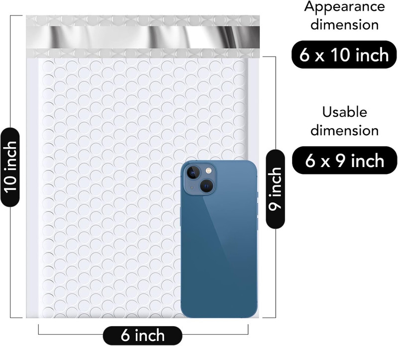Bubble Mailer 6X10" 100 Pack White Bubble Mailers Usable Size 6X9" Self Seal Pad gallery