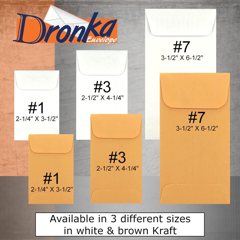 500 #1 Coin Envelopes, 2-1/4" x 3-1/2", White, 24lb Paper, Gummed Flap, 500 C... gallery