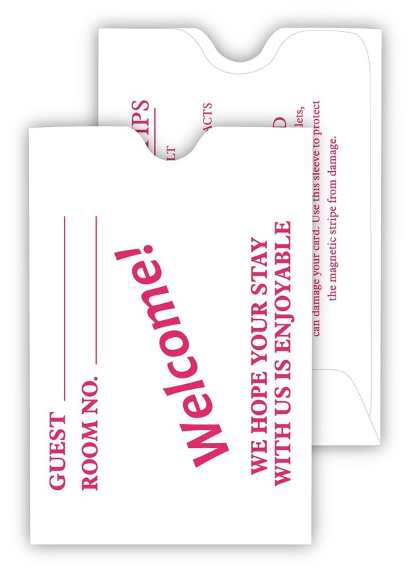 Hotel & Motel Keycard Envelope/Sleeve”Welcome”, 500 per case (Red)