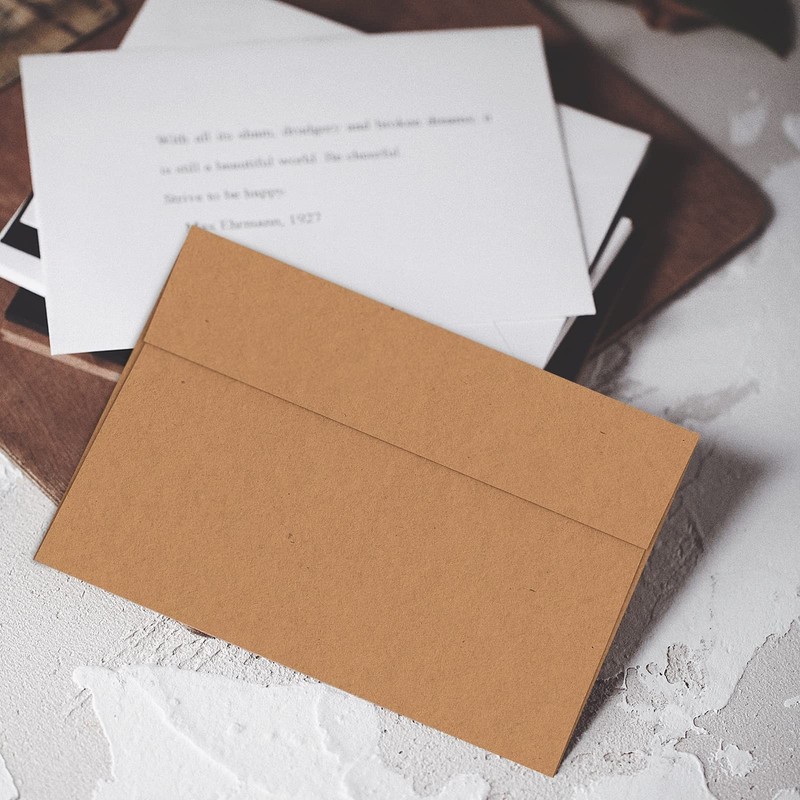 A7 Brown Kraft Envelopes Self Seal 100 Pack 120 GSM，Goefun Printable 5x7 gallery