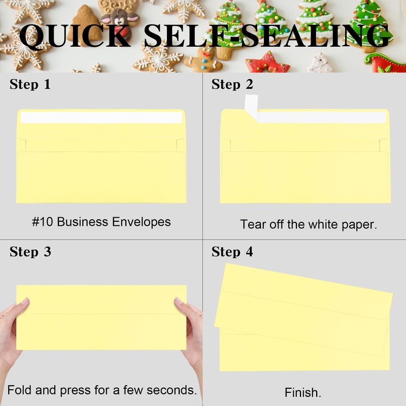 100 Pack Light Yellow #10 Business Envelopes, Standard Envelopes Self Seal, 4... gallery