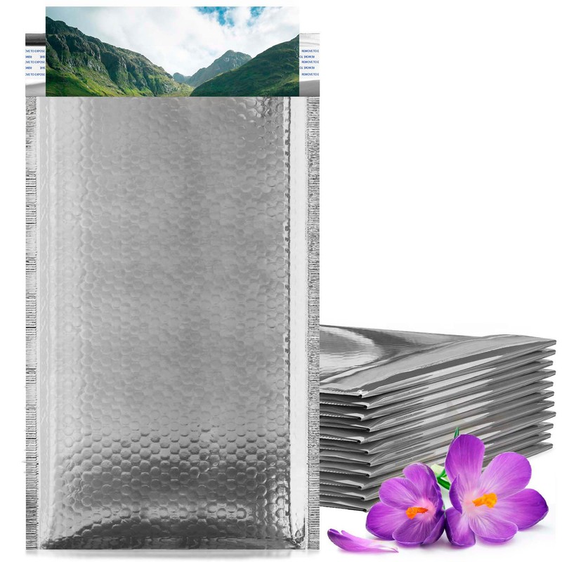 Silver METALLIC Poly Bubble Mailers 5×9 / 250 Mailing Padded Envelopes