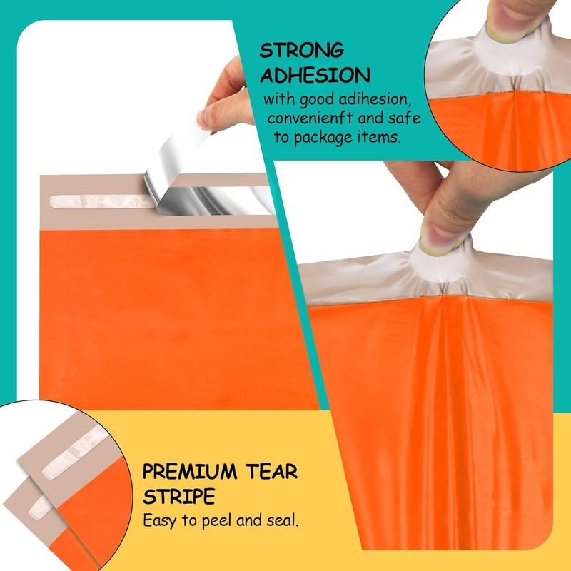 Poly Mailers 10x13 inch 200 Pcs, Orange Plastic Mailing Envelopes with 2.4mil... gallery