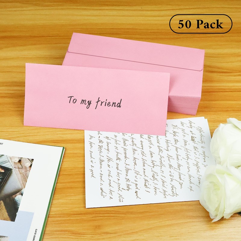 LIKAJON 50 Pack #10 Business Envelopes, Pink Standard Envelopes Self Seal, Le... gallery