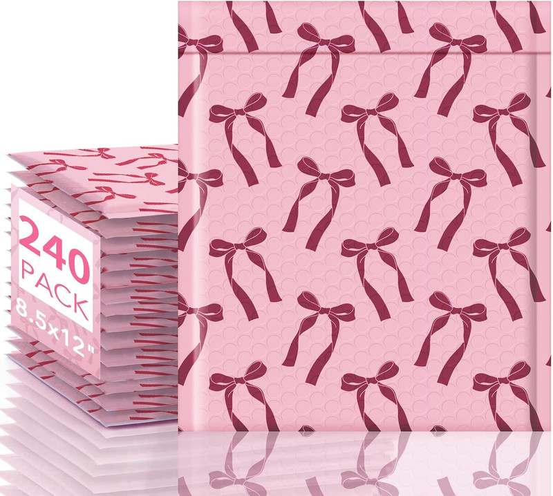Bubble Mailers 6X10″ Padded Envelopes 100 Pack Pink Bows Cute Design Bubble Enve