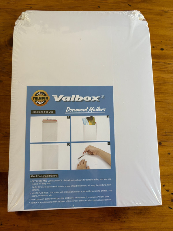 Valbox VB018 9×11.5 Self Seal Document Mailers 25 Pack White Cardboard Brand New