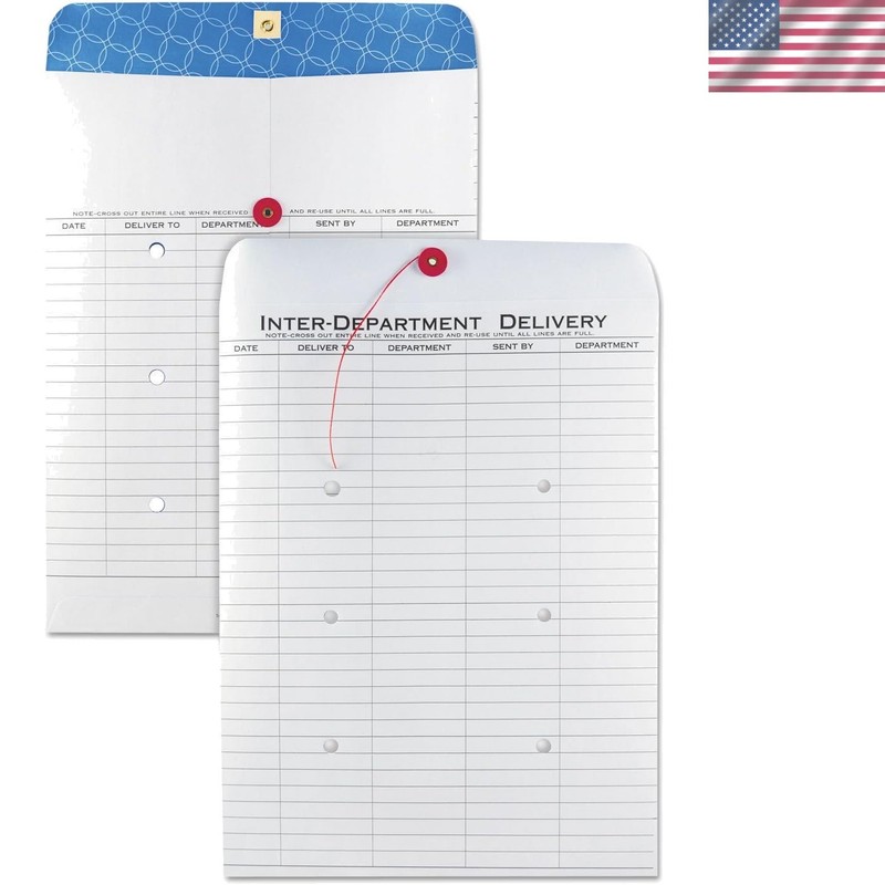 1 x 13 Security Tinted Envelopes, Button & String Closure, Business Use
